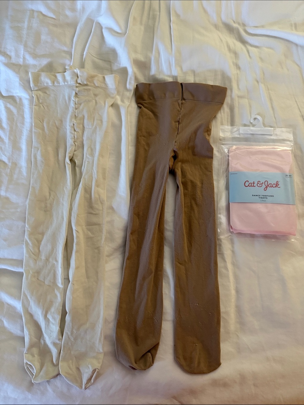 Cat & Jack Cream and Brown Kids' Tights 2-Pack with Pink Pack